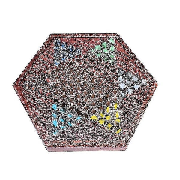 1 Set Chinese Checkers Wooden Chess Set Board Game With Drawer Glass Marbles Carousel 1