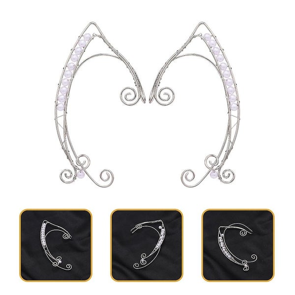 1 Pair Of Pearl Elf Ear Cuffs Non Piercing Ear Cuffs Clip On Earrings Ear Acces Carousel 2