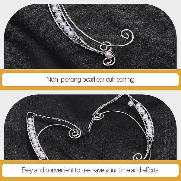 1 Pair Of Pearl Elf Ear Cuffs Non Piercing Ear Cuffs Clip On Earrings Ear Acces Carousel 4
