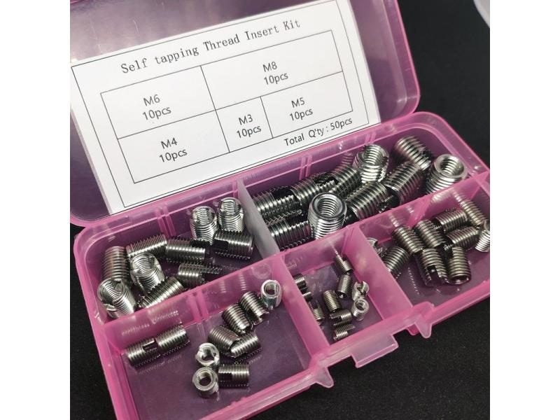 50Pcs Set M3 M8 Self Tapping Thread Slotted Inserts Set Carousel 2
