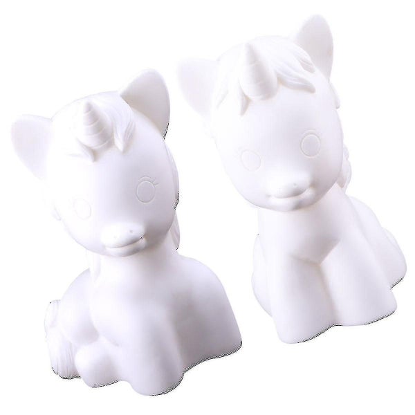 2pcs Painting Piggy Bank Lovely Prime White Graffiti Toy Painting Model Storage Carousel 4