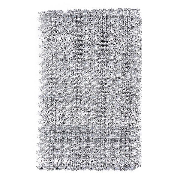 1pc 1 Yard Diamond Flower Faux Mesh Wrap Roll Hollow Crystal Rhinestone Ribbon Carousel 2