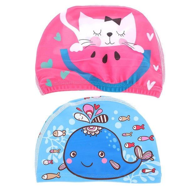 2pcs Cartoon Chic Safe Ear Protection Swim Caps Kids Swim Hats Swimming Caps Fo Carousel 2