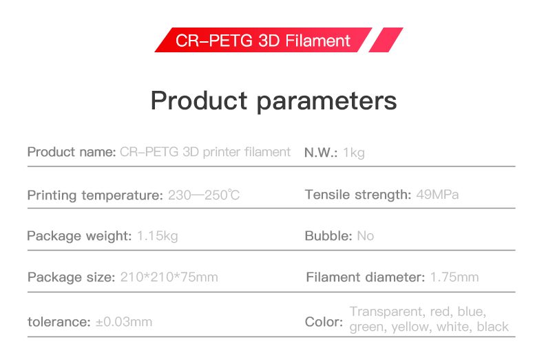 Creality CR-PETG Filament 1.0kg 1.75mm- Transparent BLUE Carousel 11