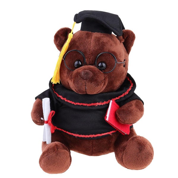 23cm Dark Brown Stuffed Bear Plush Toy Bear With Graduation Hat Shape Doll Grad Carousel 1