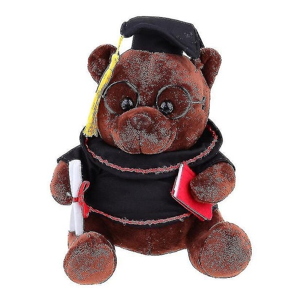 23cm Dark Brown Stuffed Bear Plush Toy Bear With Graduation Hat Shape Doll Grad Carousel 2