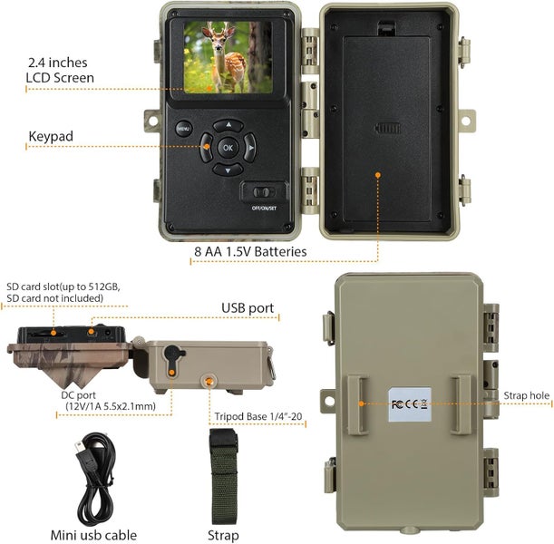 Trail Game Camera Wildlife Hunting Cam 32MP 2160P Motion Security Surveillance Carousel 7