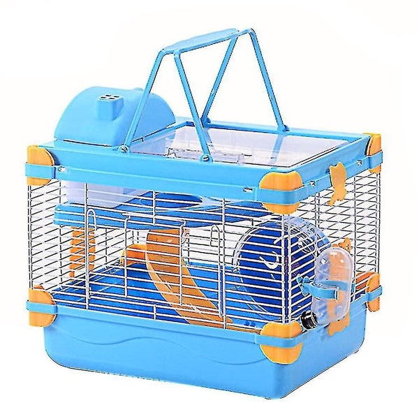 1 Set Hamster Cage With Skylight Double layer Luxury Hamster Villa orange Blue Carousel 1