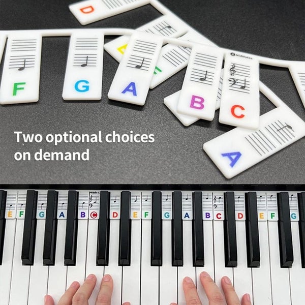 Piano Keyboard Stickers for 88/61 Key,Removable Piano Keyboard Note Carousel 2