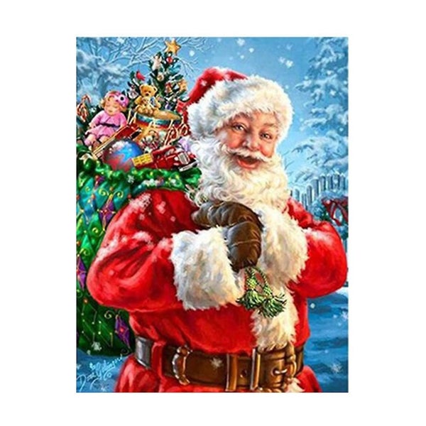 Diy Unframed Diamond Embroidery Painting Of Santa With A Gift Bag Handmade Cros Carousel 1