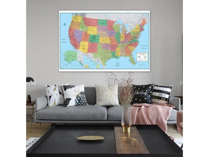 150*100cm The Administrative Map Of USA Wall Decorative Canvas Painting Art Carousel 1