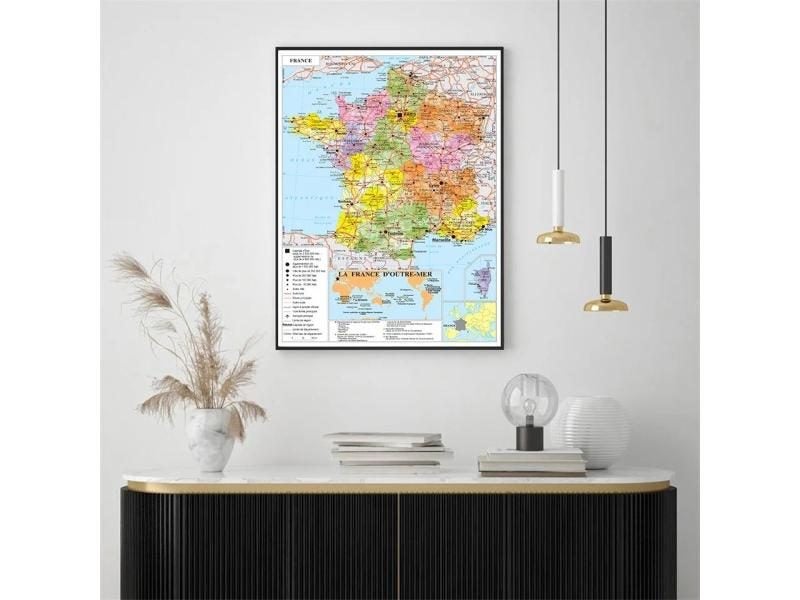 42*59cm France Political Map Wall Poster Non-smell Canvas Travel School Home Carousel 1