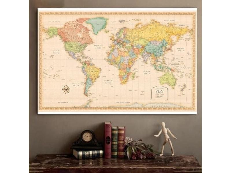 120x80cm The World Map Classic Edition Vinyl Spray Map Without Country Flag Carousel 1