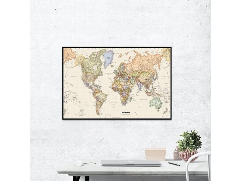 75*50cm Retro World Map With Details Vintage Art Poster Canvas Painting For Carousel 1