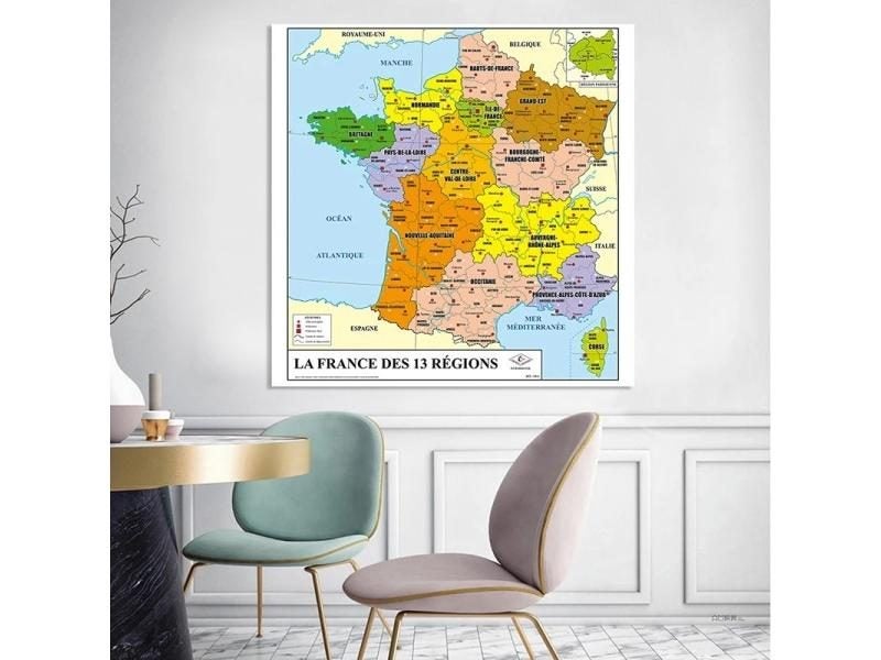 150*150cm France Political Map In French Wall Poster Non-woven Canvas Painting Carousel 1