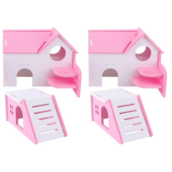 4 Pcs Pvc Bed House Cage Dual Layer Villa Toy For Pet Rat Mouse Dwarf Hamster Carousel 1
