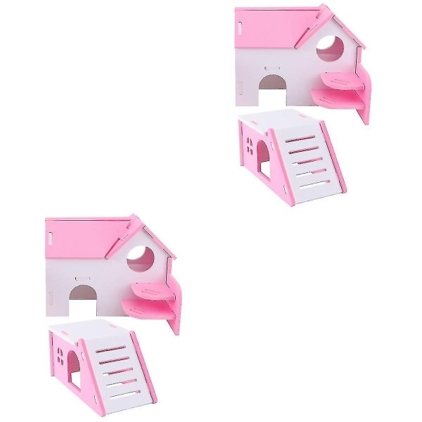 4 Pcs Pvc Bed House Cage Dual Layer Villa Toy For Pet Rat Mouse Dwarf Hamster Carousel 2