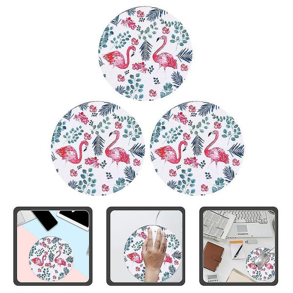 3pcs Round Gaming Mouse Pad Round Mouse Mat Non slip Flamingo Round Mouse Pads Carousel 3