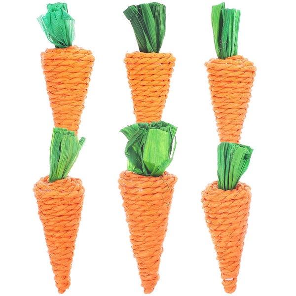 6pcs Rabbit Molar Carrot Woven Carrot Toy Hamster Bunny Chew Toy Hamster Chew S Carousel 1