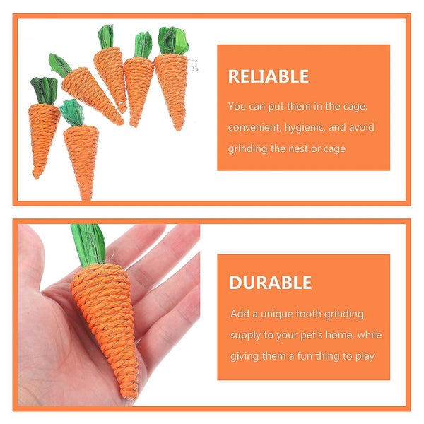 6pcs Rabbit Molar Carrot Woven Carrot Toy Hamster Bunny Chew Toy Hamster Chew S Carousel 2