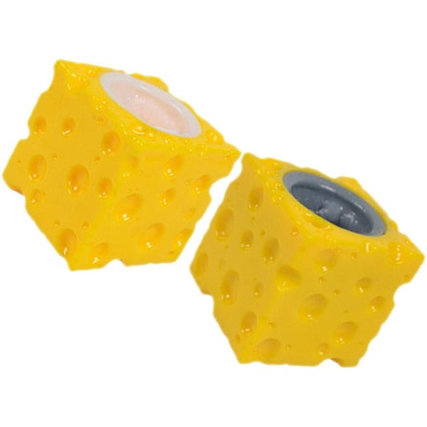 2pcs Simulated Cheese Mouse Toys Mice Squeeze Toys Kids Party Pranking Toys Carousel 2