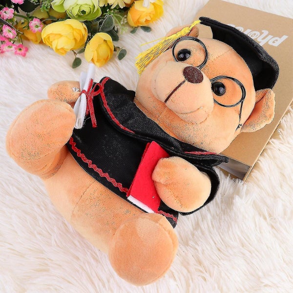 23cm Light Brown Stuffed Bear Plush Toy Bear With Graduation Hat Shape Doll Gra Carousel 3