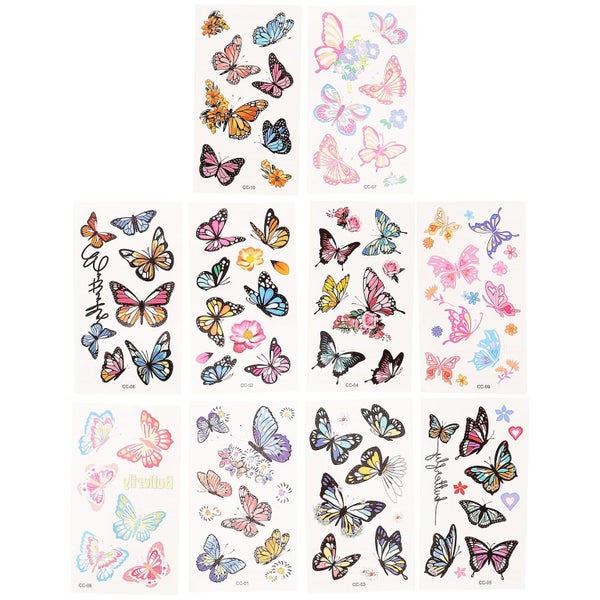10 Sheets Temporary Tattoos Stickers Women Tattoos Stickers Butterfly Tattoos S62931730796930111