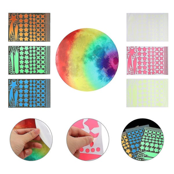589 Pcs Moon Decorations Glow The Dark Decals Glowing Wall Sticker Luminous Sta Carousel 2