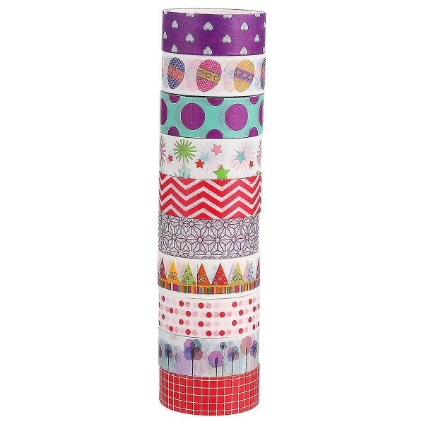 1 Set 10 Rolls Diy Paper Tapes Colorful Washi Tapes Scrapbook Masking Tapes Carousel 1