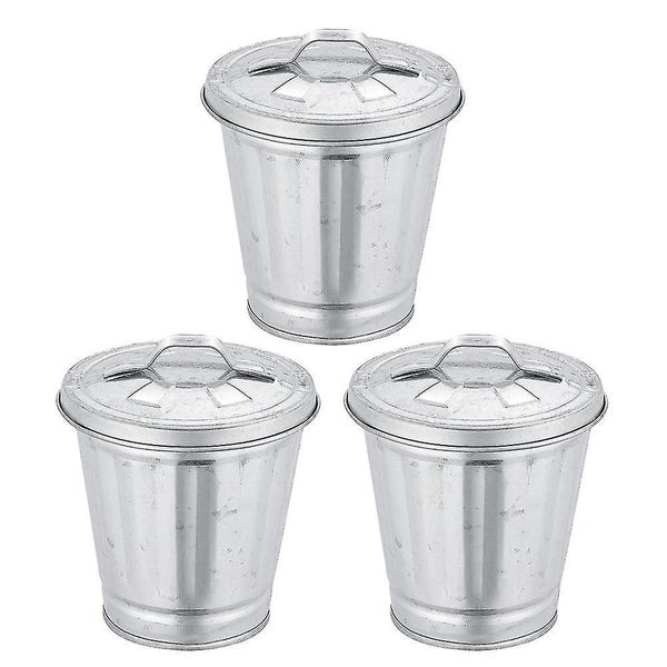 3 Pcs Miniature Trash Can Mini Tin Pails Office Trash Can Desk Garbage Containe Carousel 1