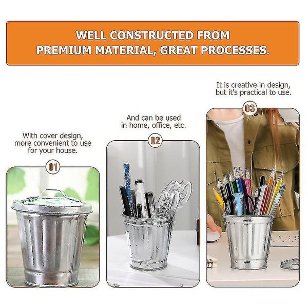 3 Pcs Miniature Trash Can Mini Tin Pails Office Trash Can Desk Garbage Containe Carousel 2