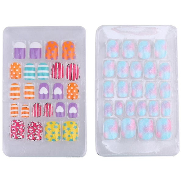 2 Boxes Sparkle Stickers Childrens Press Nails Self Adhesive Fake Nails Glitter Carousel 1