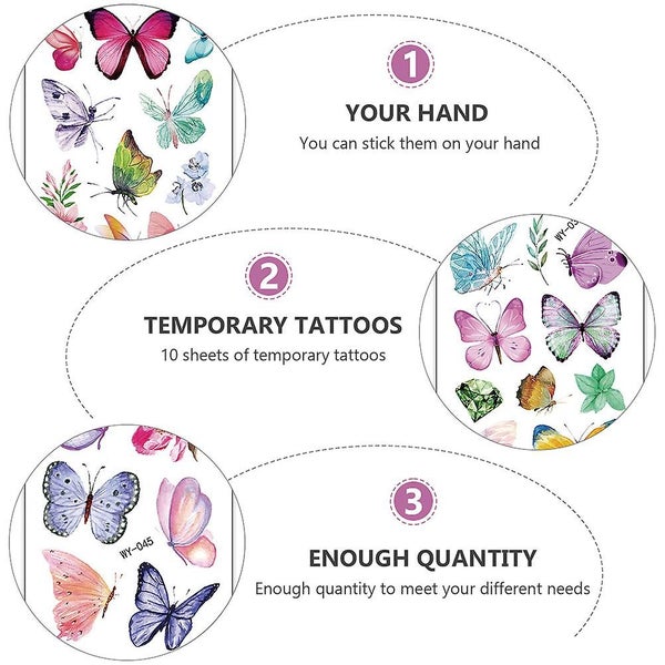 10 Sheets Tattoos Temporary Tattoos Waterproof Sticker Body Decor Carousel 4