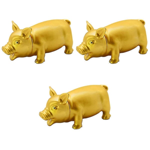 3pcs Golden Pig Vent Decompression Toy Screaming Pig Voice Doll Toys Tricky Toy Carousel 3