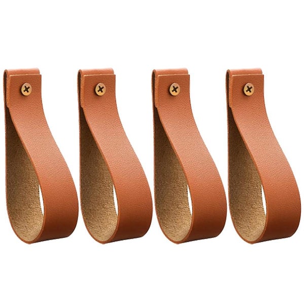 4 Pcs Leather Strap Hooks Wall Mounted Leather Hooks Wall Hanging Strap Leather Carousel 2