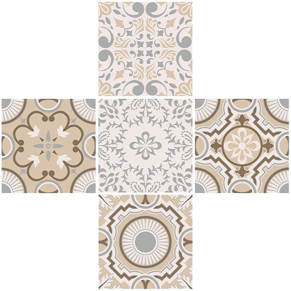 5pcs Peel And Stick Tile Decals Oil proof Kitchen Floor Tile Stickers Wall Tile Carousel 1