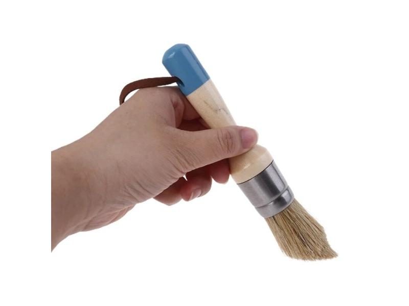 2Pcs Round And Pointed Chalk Paint Wax Brush Ergonomic Wood Handle Bristle Carousel 1