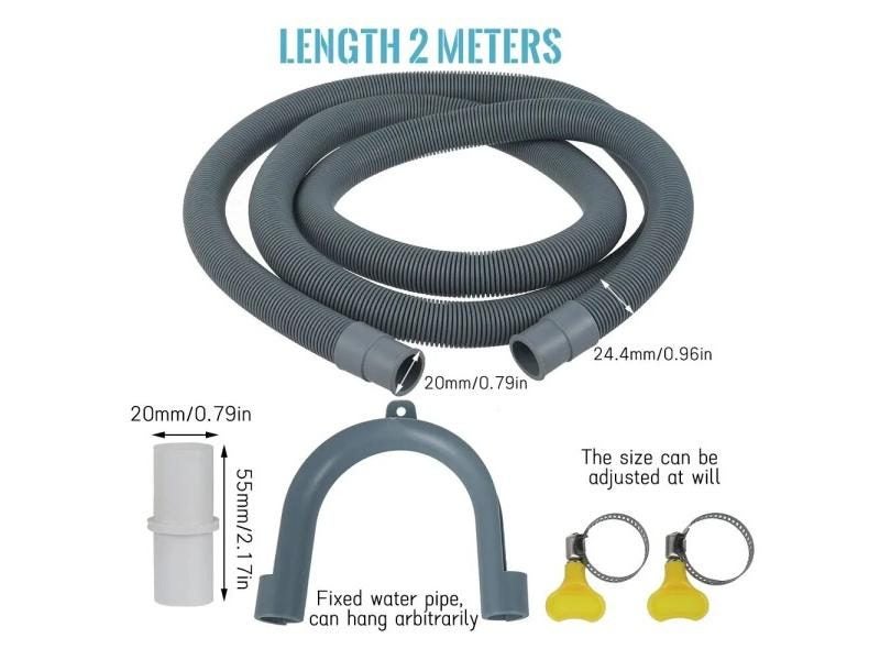 2M Universal Washing Machine Drain Hose Dishwasher Drain Hose Extension Tubes Carousel 2