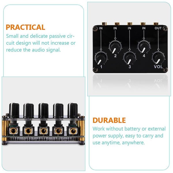 Audio Mixer 4 Inputs Stereo Line Mixer 4-way Audio Mixer Mini Audio Mixer Carousel 2