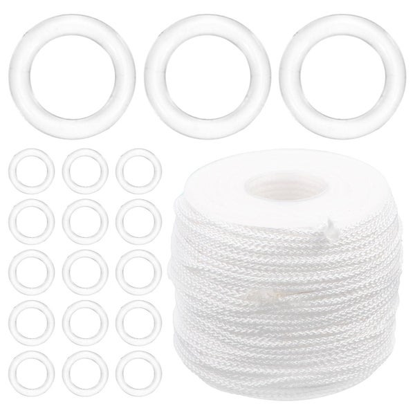 1 Set Roman Curtain Rings And 1.8 Mm Braided Lift Shade Cord Set For Roman Curt Carousel 1