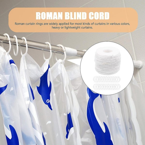 1 Set Roman Curtain Rings And 1.8 Mm Braided Lift Shade Cord Set For Roman Curt Carousel 5