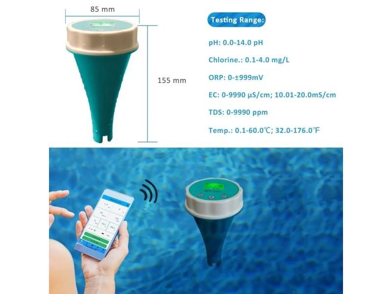 Floating 6 In 1 Pool Water Analyzer With Bluetooth App Carousel 1