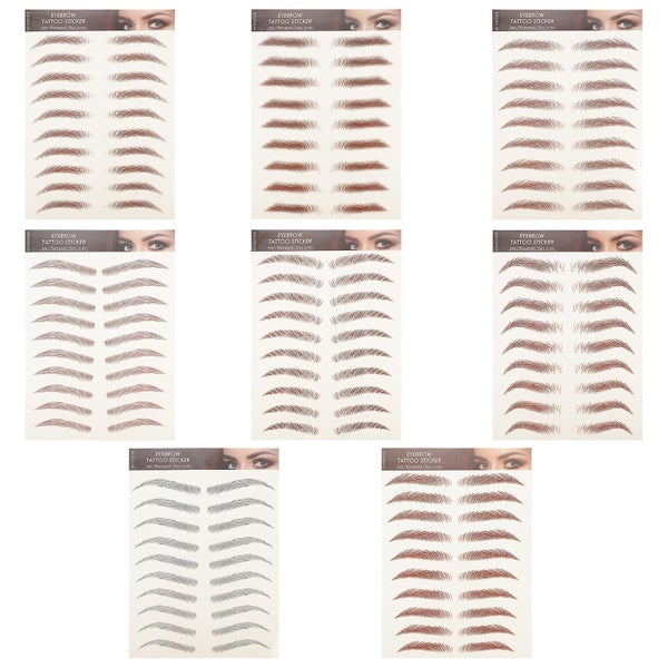 8 Sheets Makeup Stickers Temporary Eyebrow Tattoo Stickers Eyebrows Sticker 4d