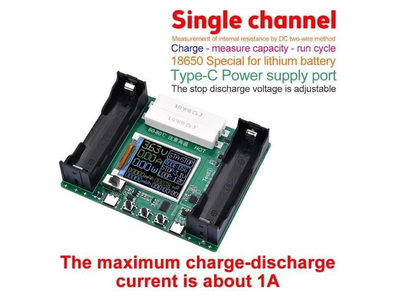 18650 Lithium Battery Capacity Tester Module MAh MWh Digital Battery Power Carousel 1