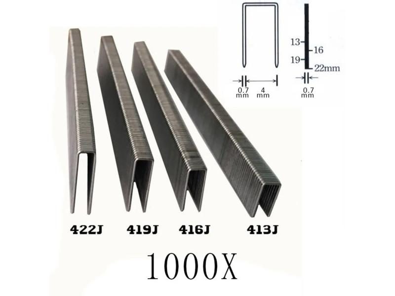 1000Pcs 416J U-shaped Staples For Framing Tacker Electric Nail Staple Gun Steel Carousel 1