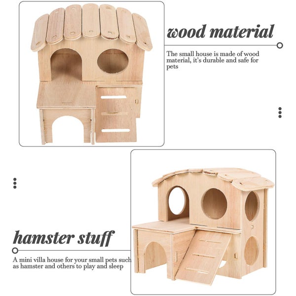 Tiny House Accessories Chinchilla Hut Small Pets Hideout Hamster Exercise Play Carousel 2