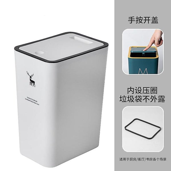 Push Type Trash Can Kitchen Bathroom Trash Can With Lid Garbage Wastepaper Bin Carousel 1