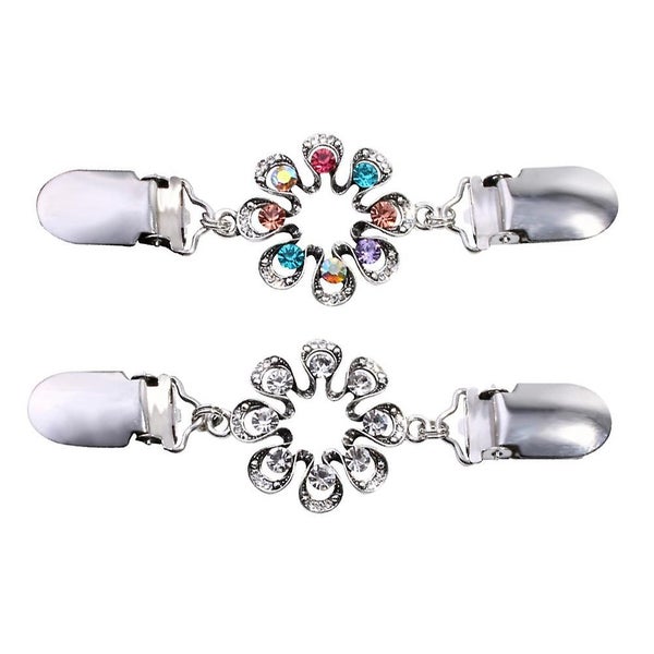 1 Set 2 Pcs Practical Alloy Vintage Shawl Clips Beautiful Flower Sweater Clips Carousel 1