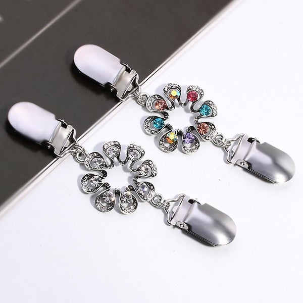 1 Set 2 Pcs Practical Alloy Vintage Shawl Clips Beautiful Flower Sweater Clips Carousel 5
