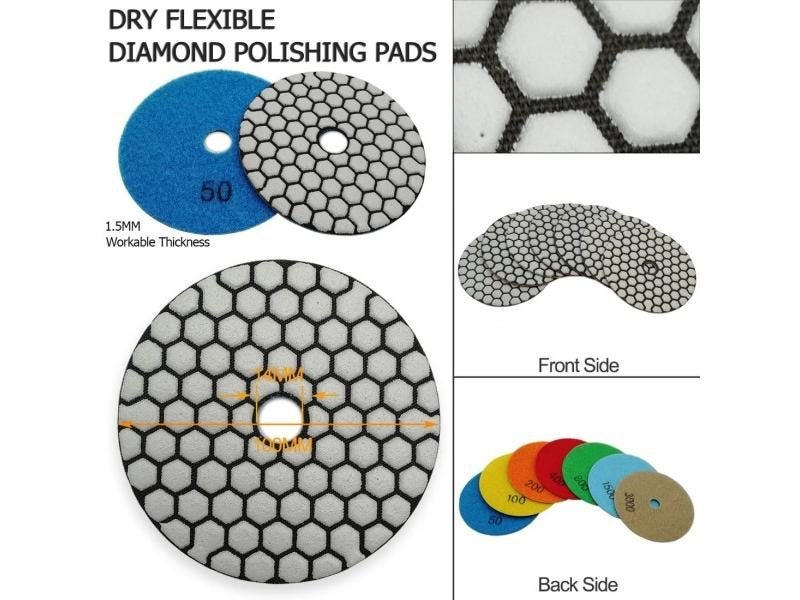 6pcs Diamond Resin Bond Dry Polishing Pad 4"/100mm Grit #100 For Granite Marble Carousel 1
